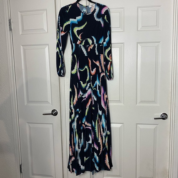 A.L.C Leah Pleated Maxi Dress Midnight Multi in 6 - Picture 7 of 12